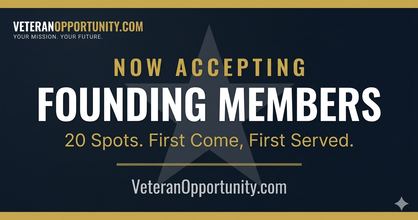 VeteranOpportunity.com now accepting Founding Members.